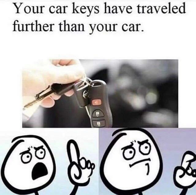 Your саг keys have traveled further than your car. 60