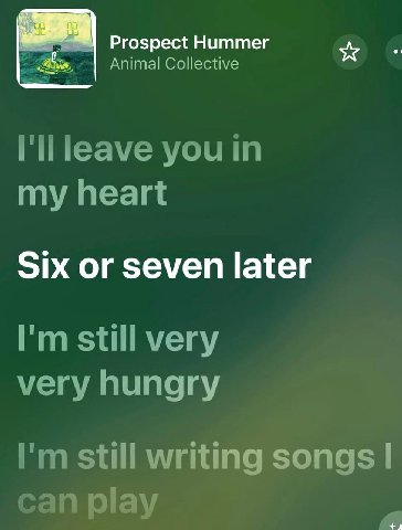 Prospect Hummer Animal Collective I'll leave you in my heart Six or seven later still very very hungry still writing songs can play