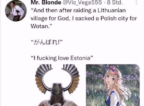 Blonde @Vic 8 std. “And then after raiding a Lithuanian village for God, sacked a Polish city for Wotan.” fucking love Estonia” if
