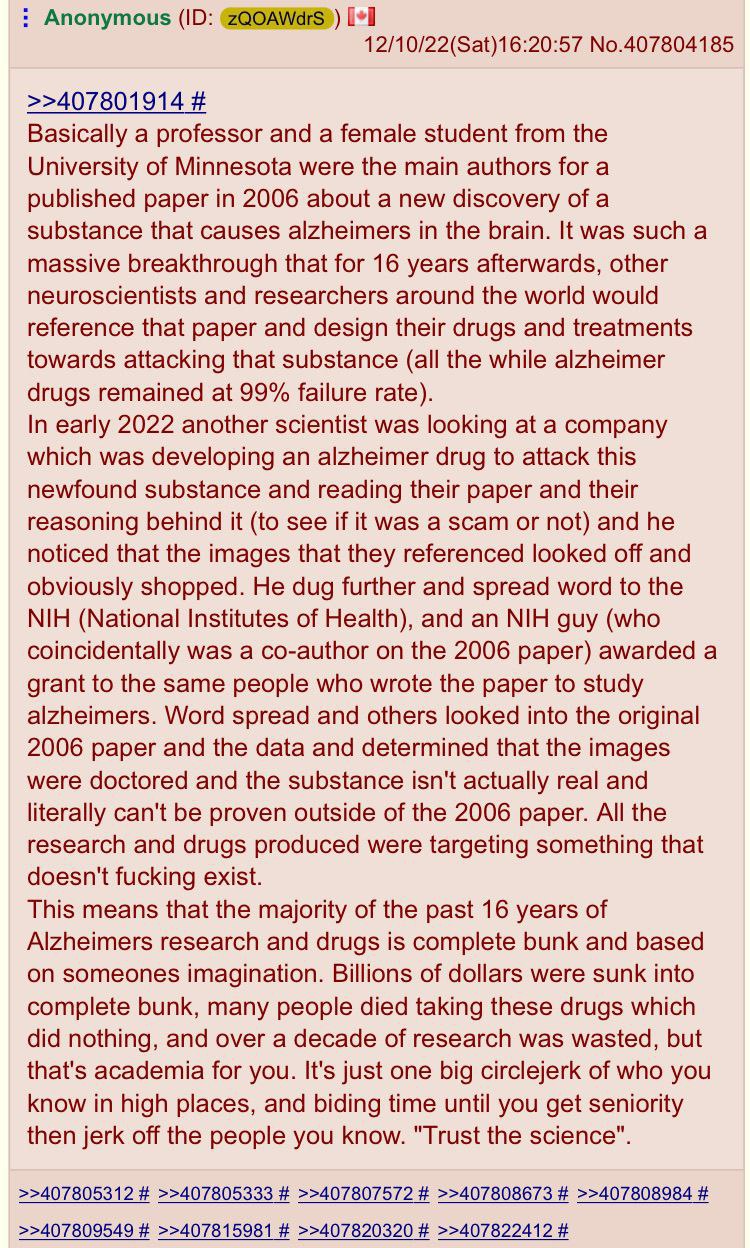 Anonymous [+1 12/10/22(Sat)16:20:57 No.407804185 >>407801914 Basically a professor and a female student from the University of Minnesota were the main authors for a published paper in 2006 about a new