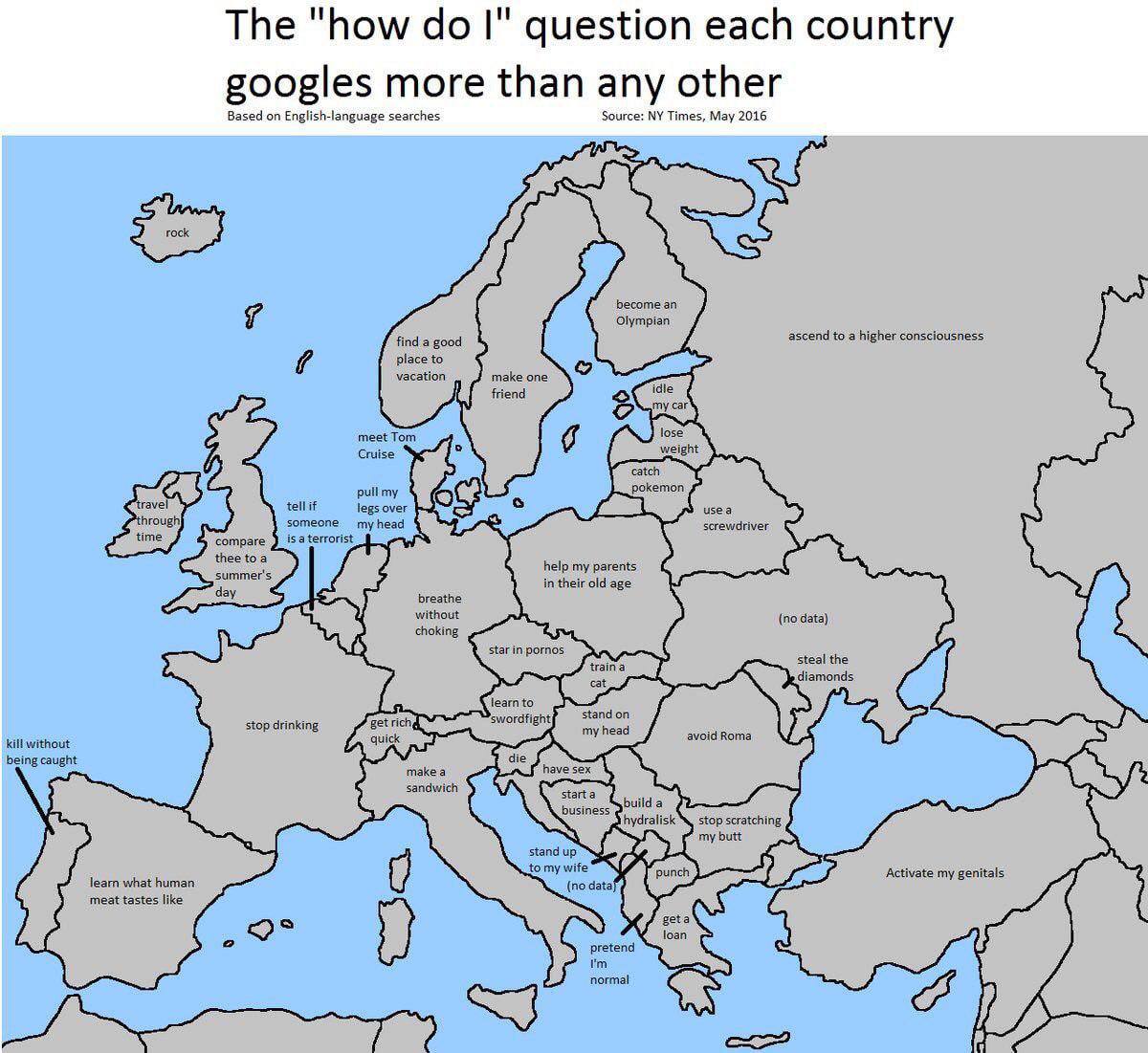 "how i The "how question each country Based on English-language searches Source: Times, May 2016 become an Я Olympian ascend to a higher consciousness place to vacation make one friend 2 meet Tom lose
