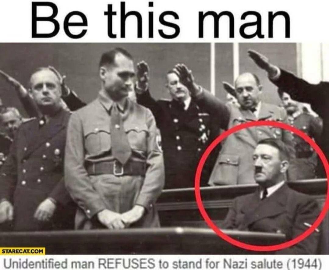 this тап 7 4 Unidentified man REFUSES to stand for Nazi salute (1944