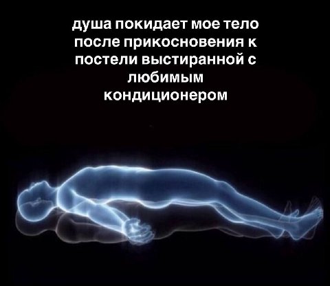 душа покидает мое тело после прикосновения к постели выстиранной с любимым кондиционером