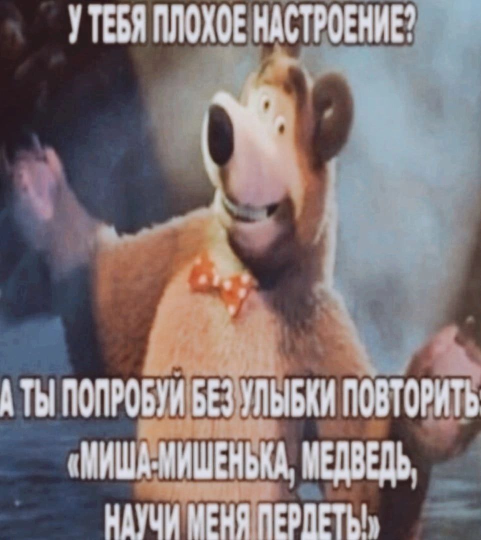 УТЕБЯ ПЛОХОЕ НАСТРОЕНИЕ? А ТЫ ПОПРОБУИ БЕЗ ПОВТОРИТЬ «МИШАМИШЕНЬКА, МЕДВЕДЬ, НАУЧИ МЕНЯ