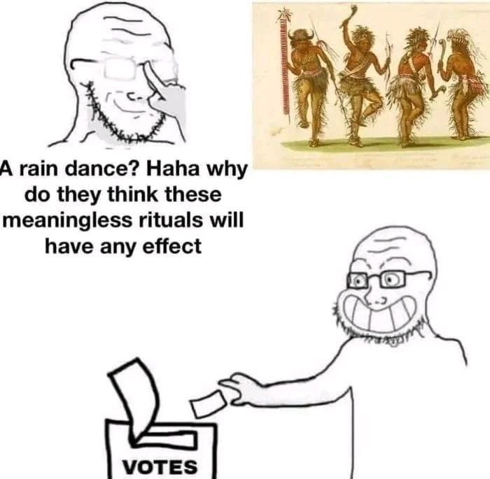 7 A rain dance? Haha why they think these meaningless rituals will have any effect VOTES
