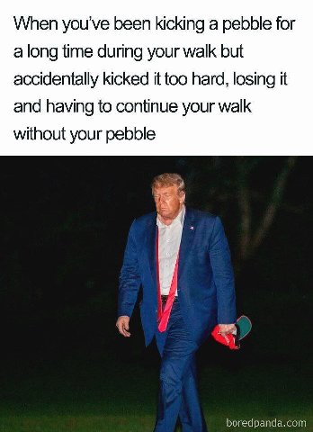 When you've been kicking a pebble for a long time during your walk but accidentally kicked it too hard, losing it and having to continue your walk without your pebble boredpanda.com