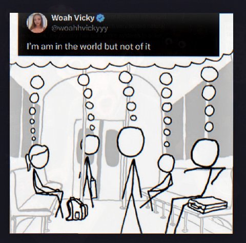 Woah Vicky in the world but not of it