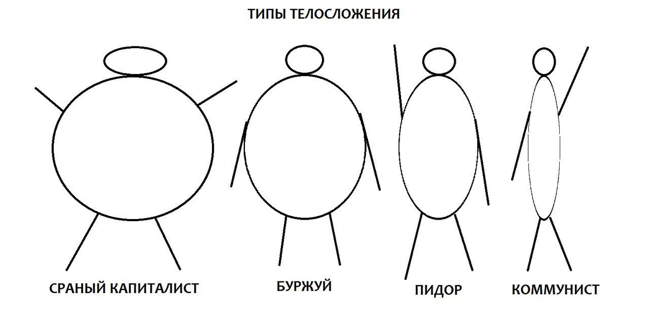 ТИПЫ ТЕЛОСЛОЖЕНИЯ СРАНЫЙ КАПИТАЛИСТ БУРЖУЙ ПИДОР КОММУНИСТ