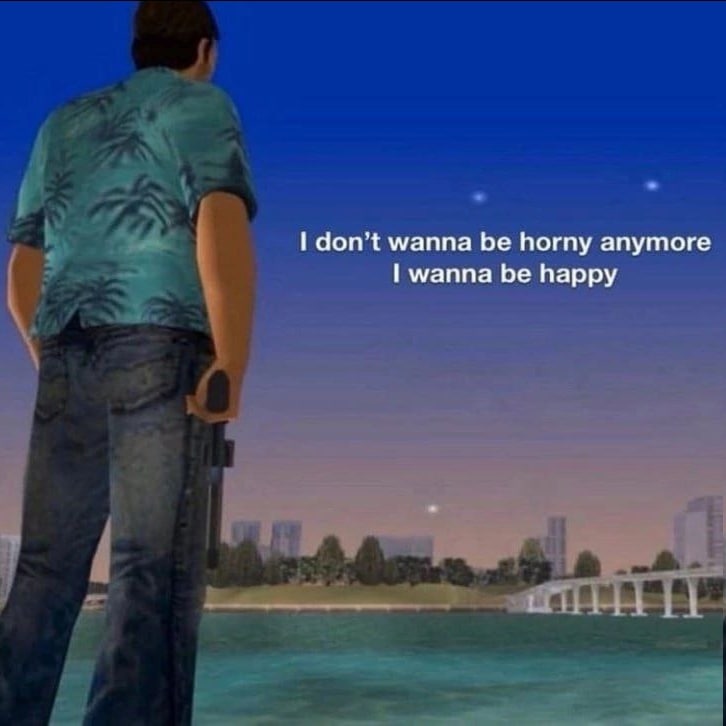 don’t wanna be horny anymore wanna be happy