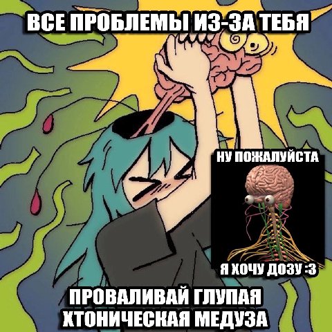 ВСЕ ПРОБЛЕМЫ ЗА ТЕБЯ” ПОЖАЛУЙСТА Я ХОЧУ ДОЗУ:3 ПРОВАЛИВАИ ГЛУПАЯ ХТОНИЧЕСКАЯ МЕДУЗА