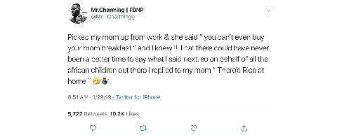 Mr.Charming FBNP @Mr_Charmingg Picked my mom up from work she said you can’t even buy your mom breakfast and knew That there could have never been a better time to say what said next. so on behalf of 