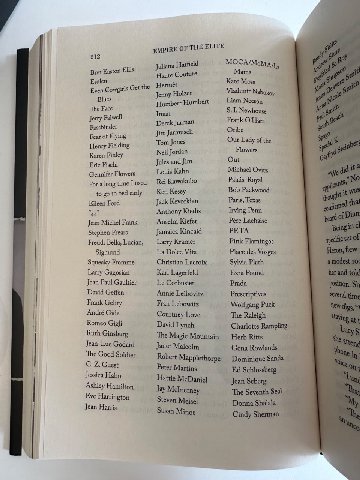 212 EMPIRE OF THE ELITE MOCA/Mom, Juliana Hatfield Mama Bret Easton Ellis Haute Couture Esalen Hermés Kate Moss Even Cowgirls Get the Nabokoy Blues Jenny Holzer Humbert Humbert Liam Neeson ‘The Face I