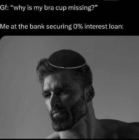 “why is bra сир missing?” Me at the bank securing 0% Interest loan: