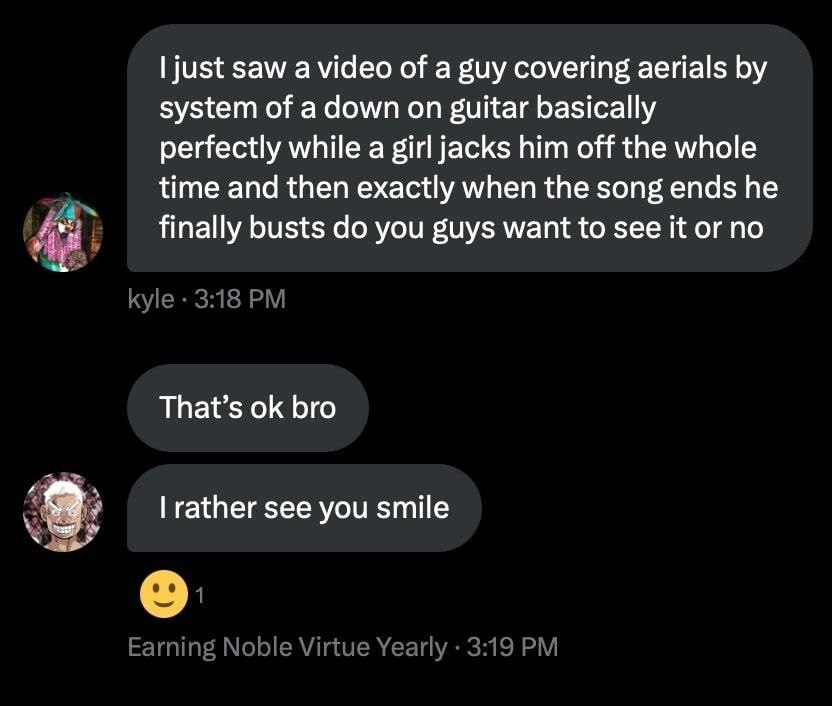 just saw а video of a guy covering aerials system of a down on guitar basically perfectly while a girl jacks him off the whole time and then exactly when the song ends he finally busts you guys want t