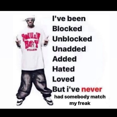 I've been Blocked Unblocked Unadded Added Hated Loved But i've never had somebody match my freak