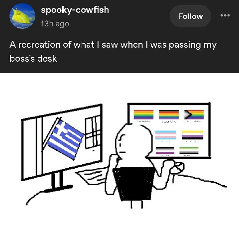 spooky-cowfish Follow ago A recreation of what saw when was passing my boss's desk