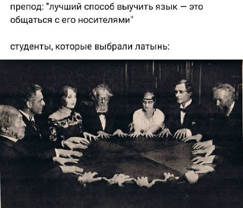 препод: "лучший способ выучить язык это общаться с его носителями" студенты, которые выбрали латынь: 4