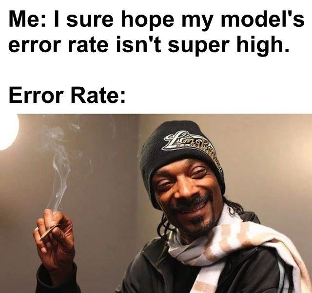sure hope my model's error rate isn't super high. Error Rate: