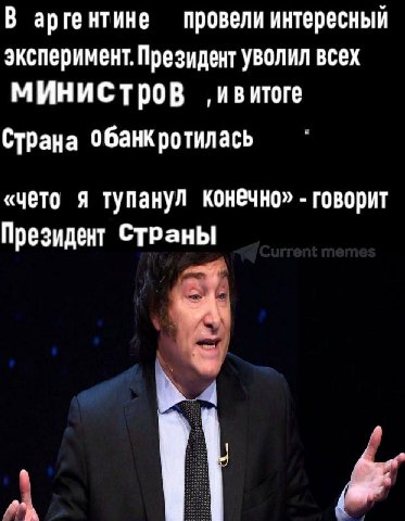 В аргентине провели интересный эксперимент. Президент уволил всех ивитоге СТрана обанкротилась «чето я тупанул конечно» говорит Президент Страны