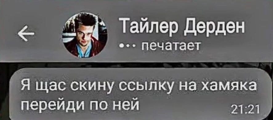 Тайлер Дерден я печатает Я щас скину ссылку на хамяка перейди по ней 21:21