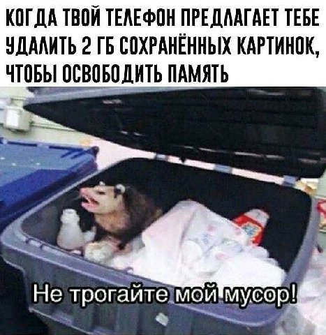 КОГДА ТВОЙ ТЕЛЕФОН ПРЕДЛАГАЕТ ТЕБЕ УДАЛИТЬ 2 КАРТИНОК, ЧТОБЫ ОСВОБОДИТЬ ПАМЯТЬ Не трогайтемой мусор!