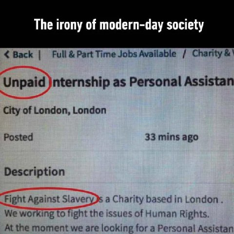 The irony of modern-day society Back Full Part Time Jobs Available Charity as Personal Assistan City of London, London Posted 33 mins ago Description a Charity based in London, We working to fight the