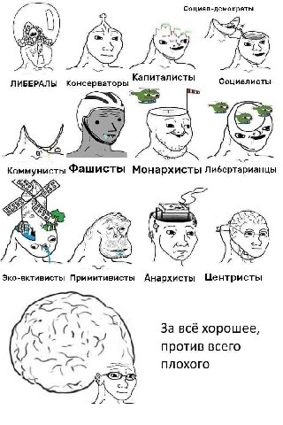 Социал-демократы a К ЛИБЕРАЛЫ Консерваторы Социалисты Коммунисты Фашисты Монархисты Либертарианцы Sod 5% we Эко-активисты Примитивисты Анархисты Центристы За всё хорошее, против всего плохого