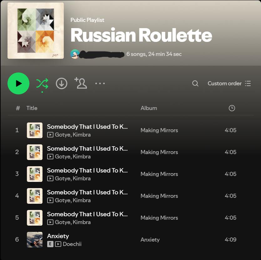 "4 Customorder Title Album 4 Somebody That! Used То К... Making Mirrors 4:05 Gotye, Kimbra a; 4 Somebody That Used To К. Making Mirrors 4:05 Gotye, Kimbra Somebody That Used То К. Making Mirrors 4:05 