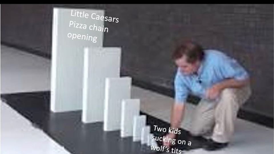 Little Caesars Pizza chain Two kids опа tits
