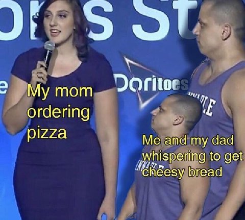 a) пот ordering pizza Me and my dad whispering to get СКбезу bread