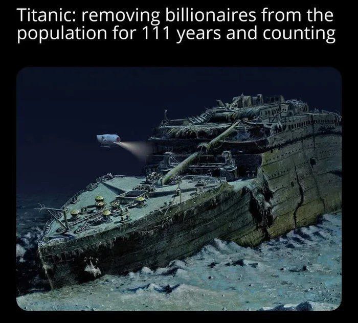 Titanic: removing billionaires from the population for 111 years and counting