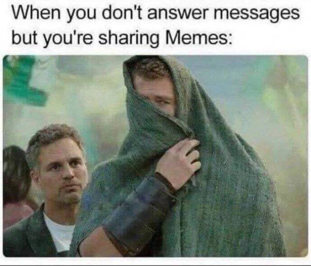 When you don't answer messages but youre sharing Memes: