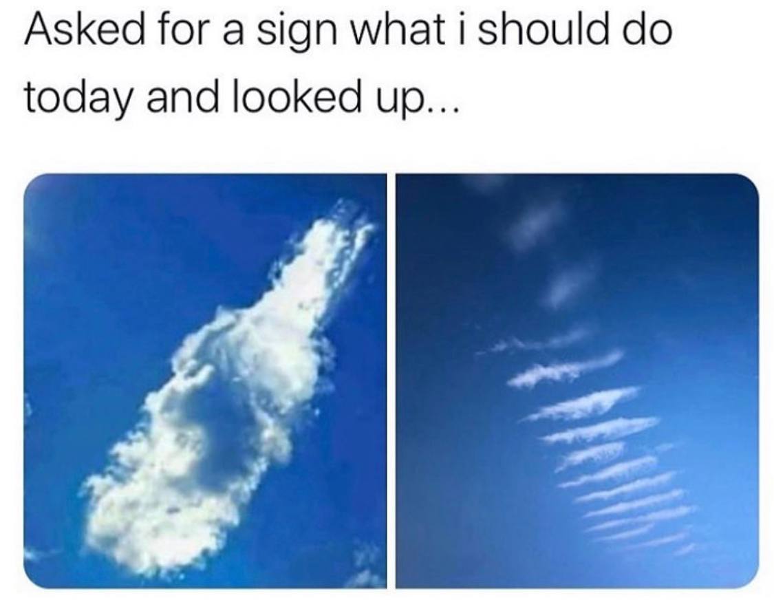 Asked for a sign what i should today and looked up...