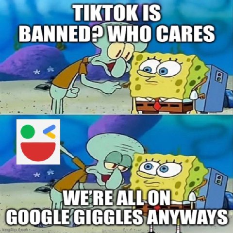 TIKTOK IS BANNED? WHO CARES a у a Laws Wwe LLO WEREA GOOGLE GIGGLES ANYWAYS’
