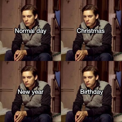 Normal day Christmas New year Birthday