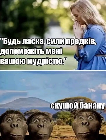 "Будь ласка, с вашою мудристю." скушой банану