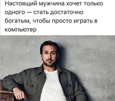 Настоящий мужчина хочет только одного стать достаточно богатым, чтобы просто играть в компьютер