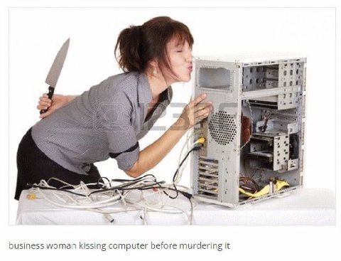 it 7 at а business woman kissing computer before murdering it