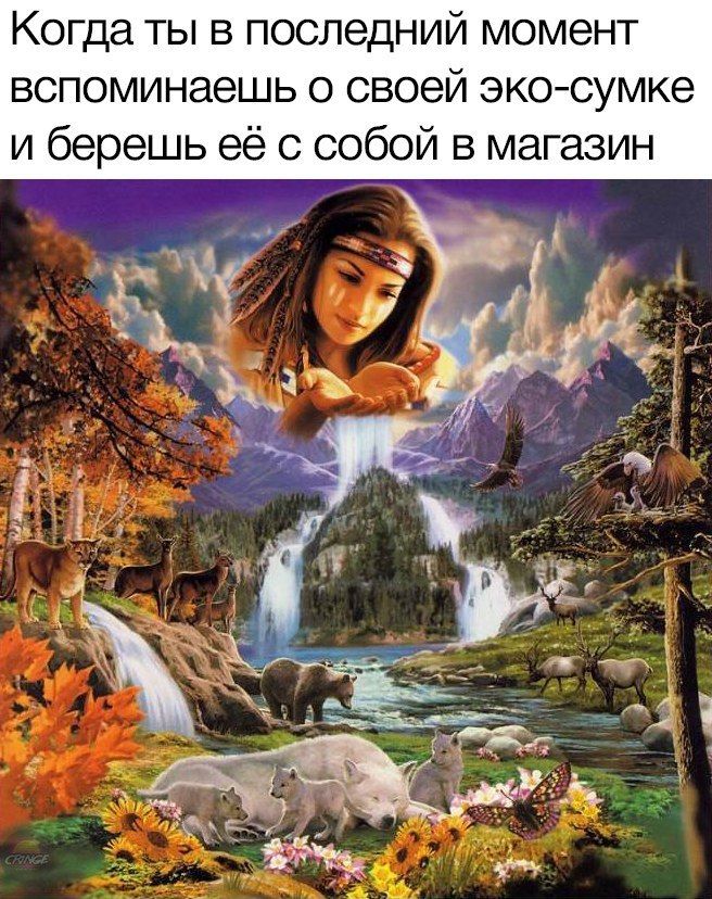 Когда ты в последний момент вспоминаешь о своей эко-сумке и берешь её с собой в магазин В