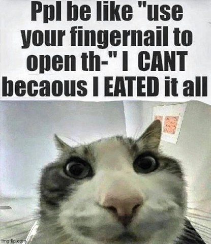 Pol be like “use your fingernail to open CANT hecaous EATED it all