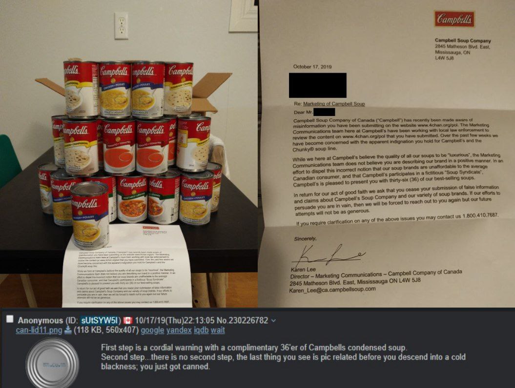 Campbell Soup Company 2845 Matheson East ON LAW 658 October 17, 2019 war Marketing of Soup Dear Campbell Soup Company of Canada has recenty been made of sisinformation you have been submitting on the 