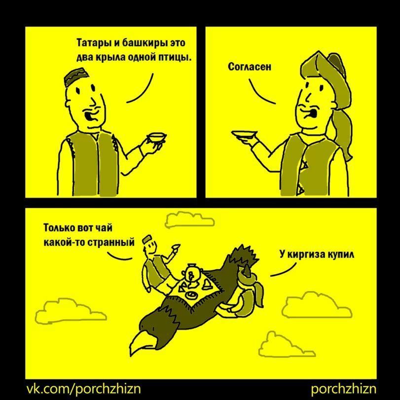 Татары и башкиры это два крыла одной птицы Согласен Только вот чай какой-то странный У киргиза купил vk.com/porchzhizn porchzhizn