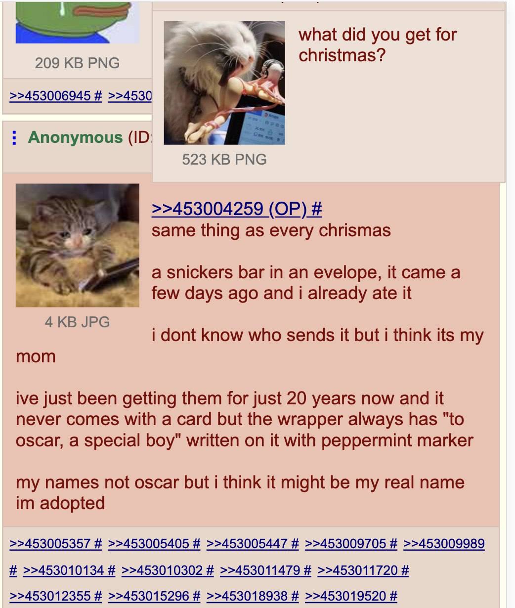 what did you get for 209 PNG christmas? >>453006945 >>4530 Anonymous 523 PNG >>453004259 4 same thing as every chrismas а Snickers bar in an evelope, it came a few days ago and i already ate it 4 JPG 