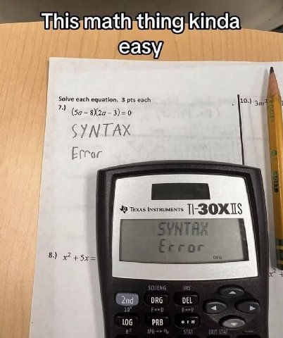 Tihissmath Solve each equation. 3 pts each 3 7 24) SYNTAX (Cac Texas INSTRUMENTS 8.) 4 DEL LOG PRB orn