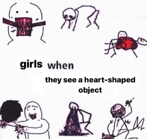 girls when they see a heart-shaped object
