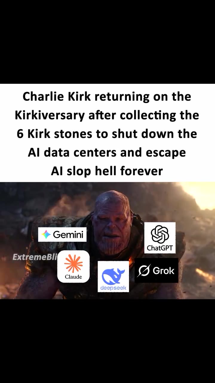 Charlie Kirk returning оп the Kirkiversary after collecting the Al data centers and escape
