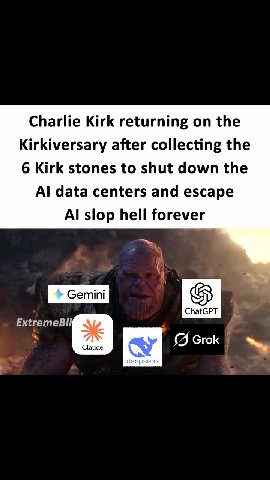Charlie Kirk returning оп the Kirkiversary after collecting the Al data centers and escape