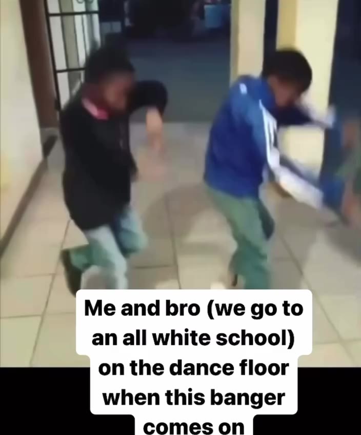 an all white school) on the dance floor
