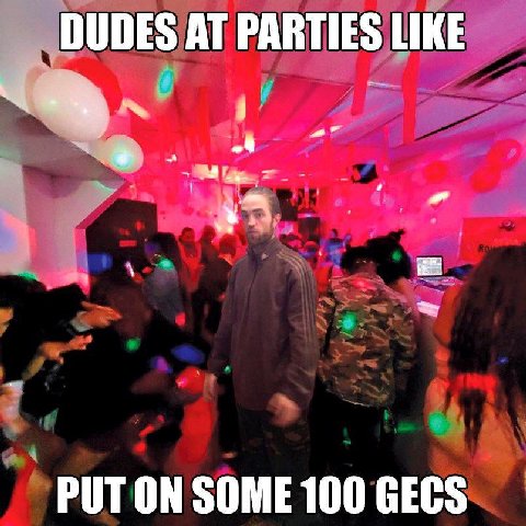 DUDES AT PARTIES LIKE в” PUT ON SOME 100 GECS