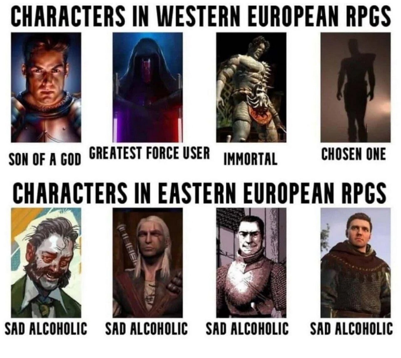 CHARACTERS IN WESTERN EUROPEAN RPGS 4 SON OF GREATEST FORCE CHOSEN ONE CHARACTERS IN EASTERN EUROPEAN RPGS SAD ALCOHOLIC SAD ALCOHOLIC SAD ALCOHOLIC SAD ALCOHOLIC
